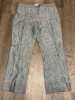 Calvin Klein Light Gray Wide Leg 100% Linen Blend Modern Fit Office Pants Sz 12